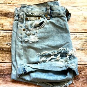 ONE TEASPOON Bandit denim roll cuff distressed shorts